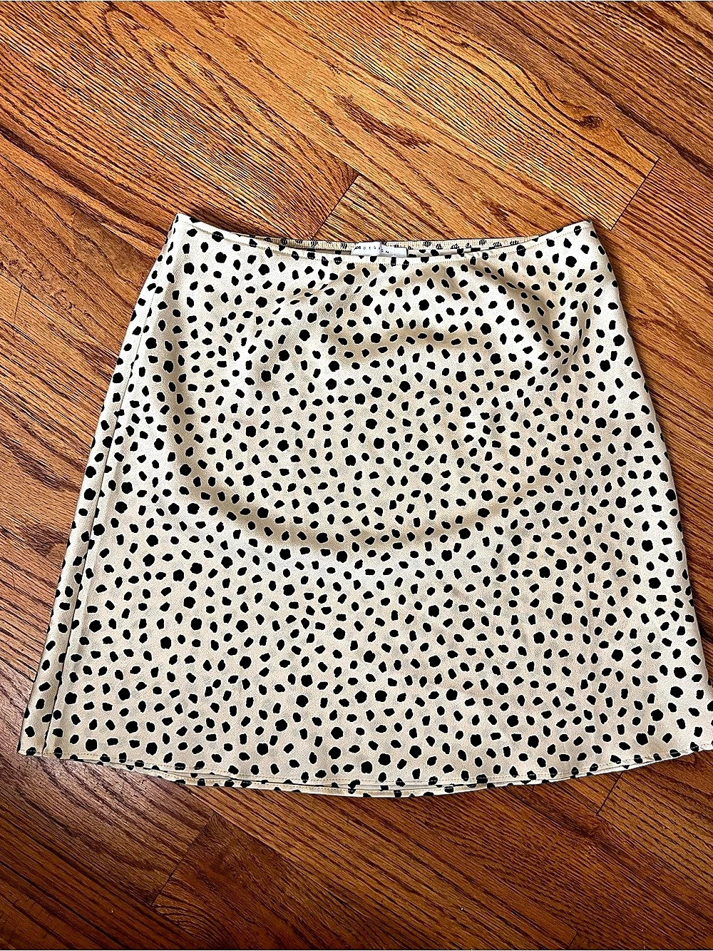 ASOS Design Mini Polka Dot Skirt in Gold/Tan & Black UK 10